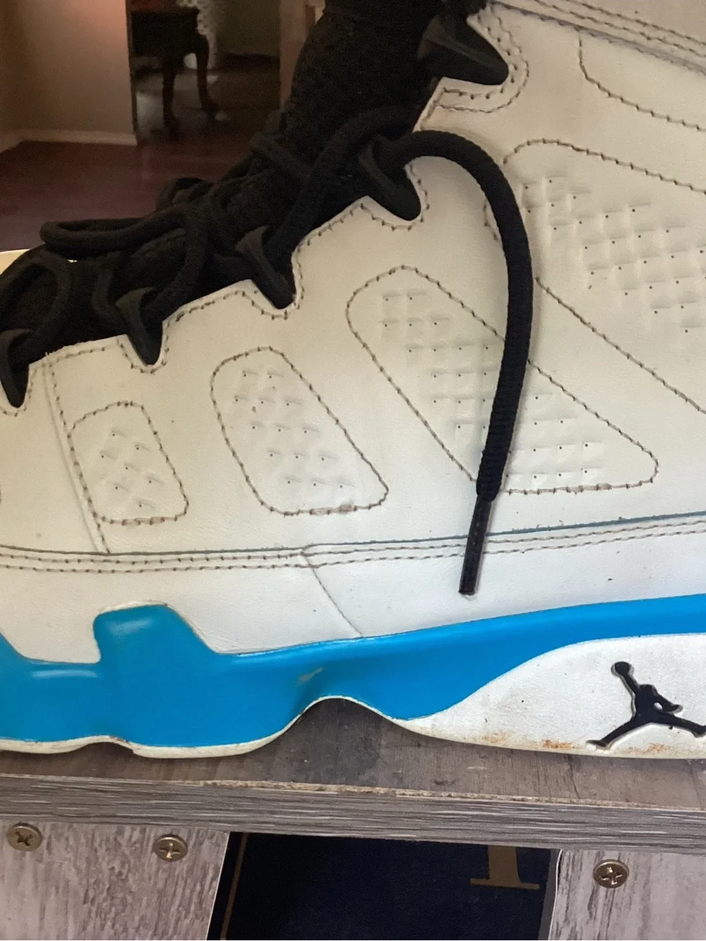 Jordan Men’s Black and Teal White-Accented High-Top Sneakers
